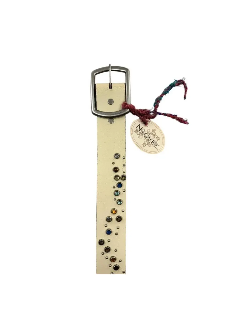 Nyovee Studded Leather Belt Cream NWT